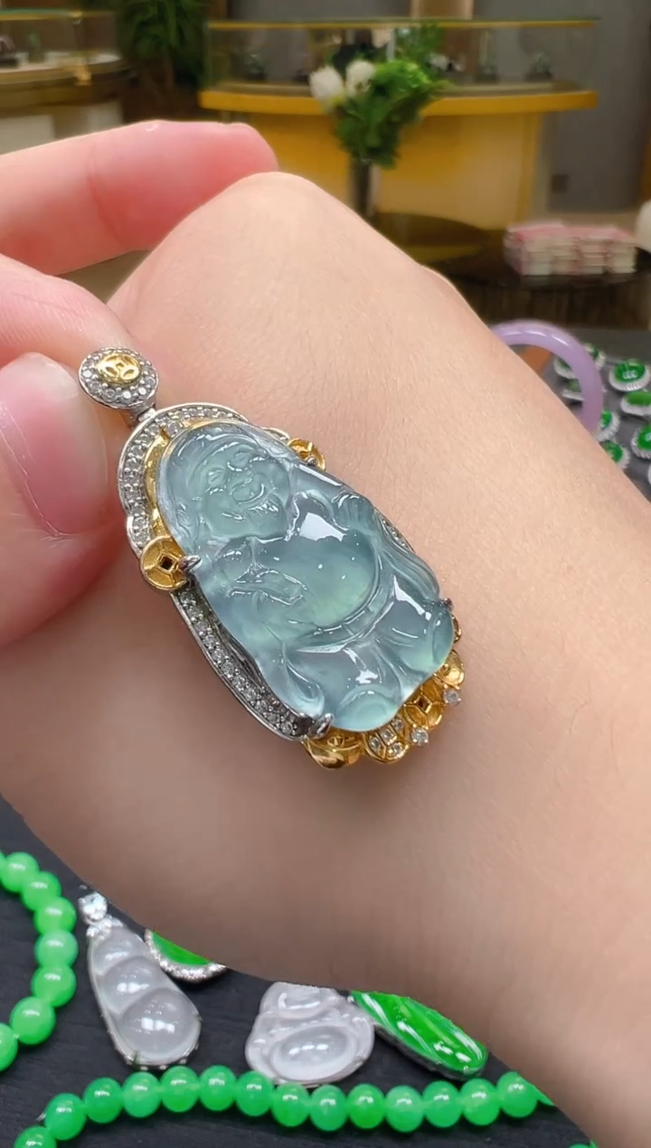 翡翠银S925镶嵌吊坠(不含链)多样性发其一