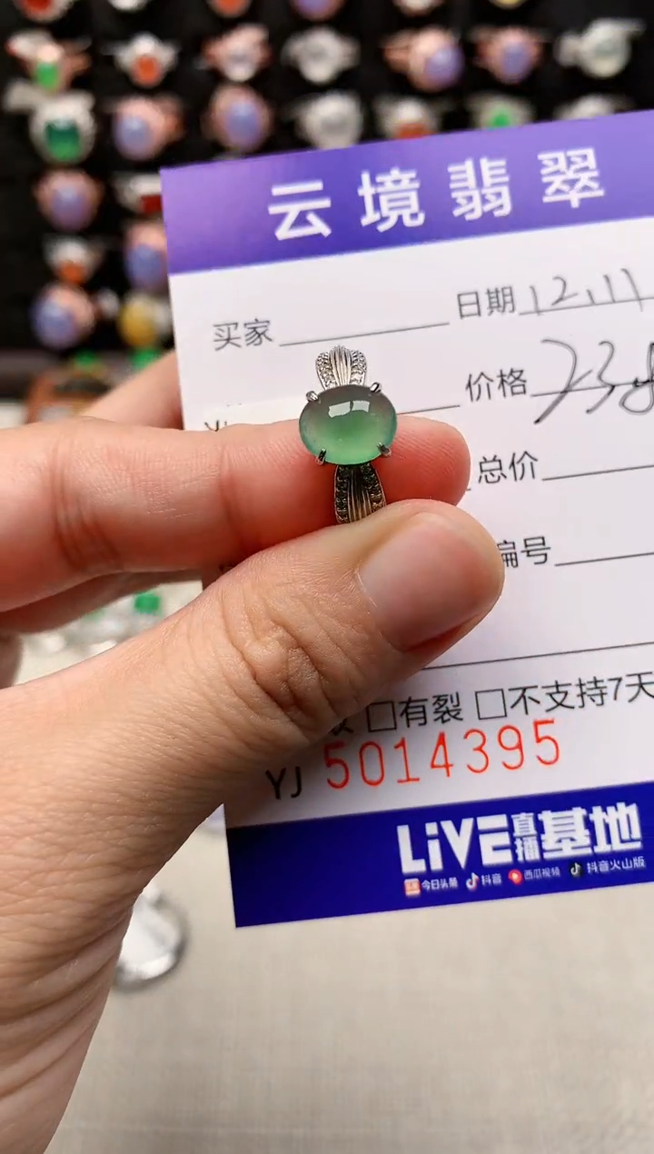 银S925镶嵌戒指翡翠4395