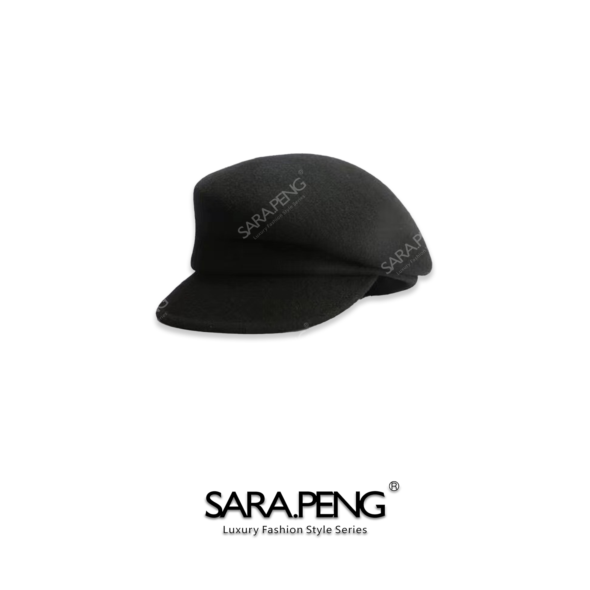 SARA.PENG一戴成型｜高奢纯羊毛贝雷帽复古不对称报童帽｜1D168738