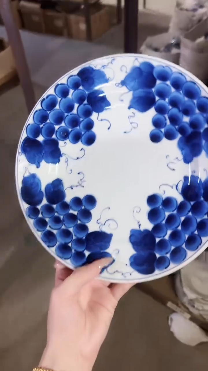 陶瓷【单支】日本进口蓝凛堂大草帽盘23.5cm