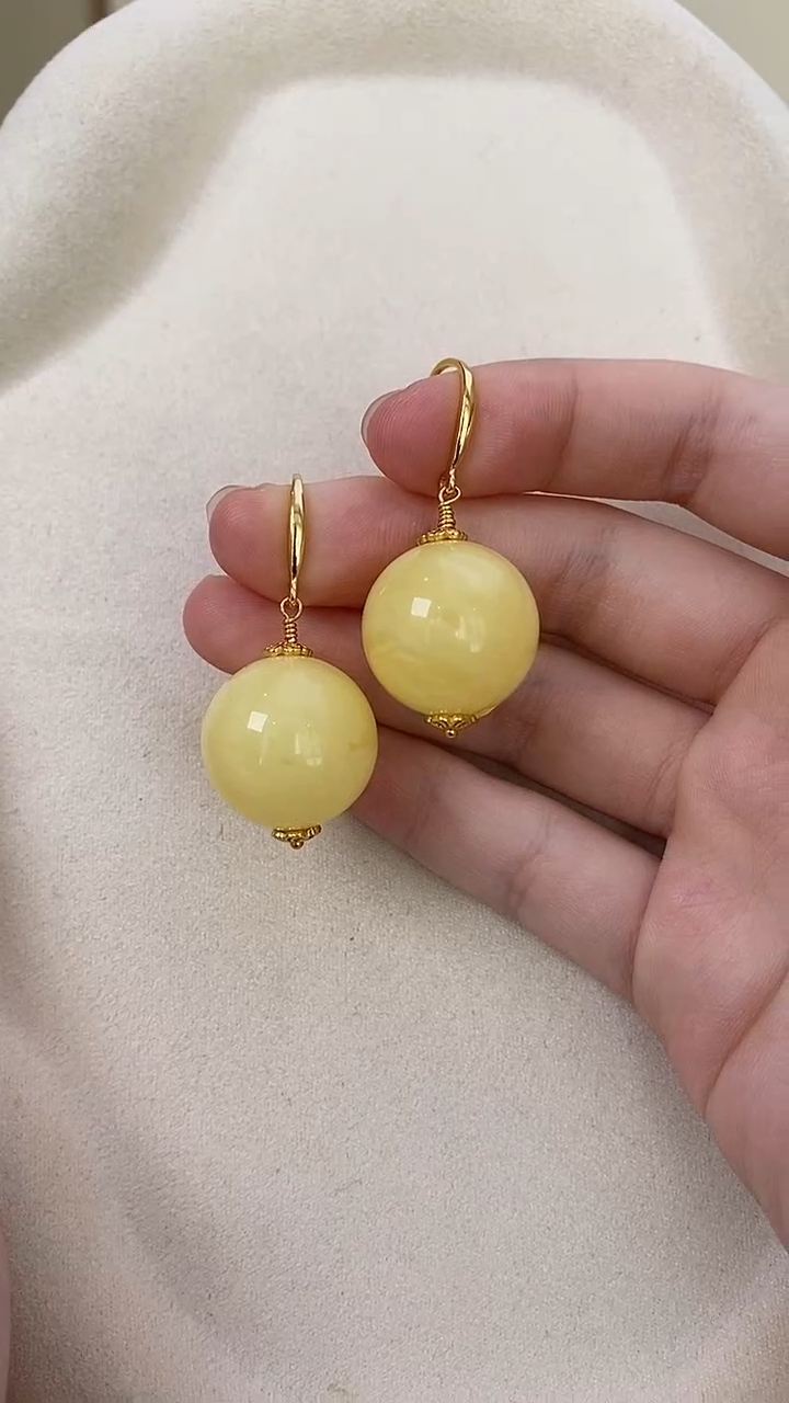 琥珀未镶嵌耳饰耳环