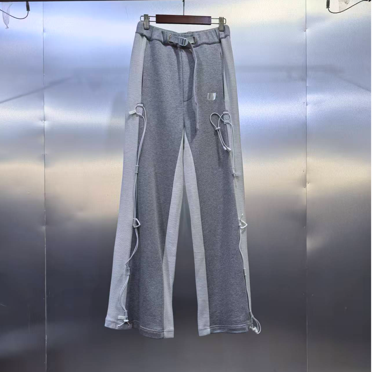 P02-102274-UMA撞色拼接设计时尚直筒休闲裤