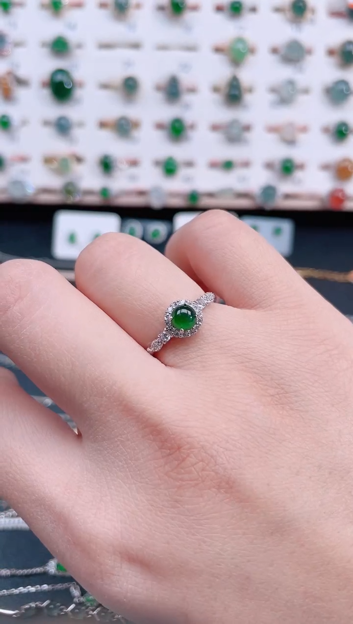 银S925镶嵌戒指翡翠天然翡翠