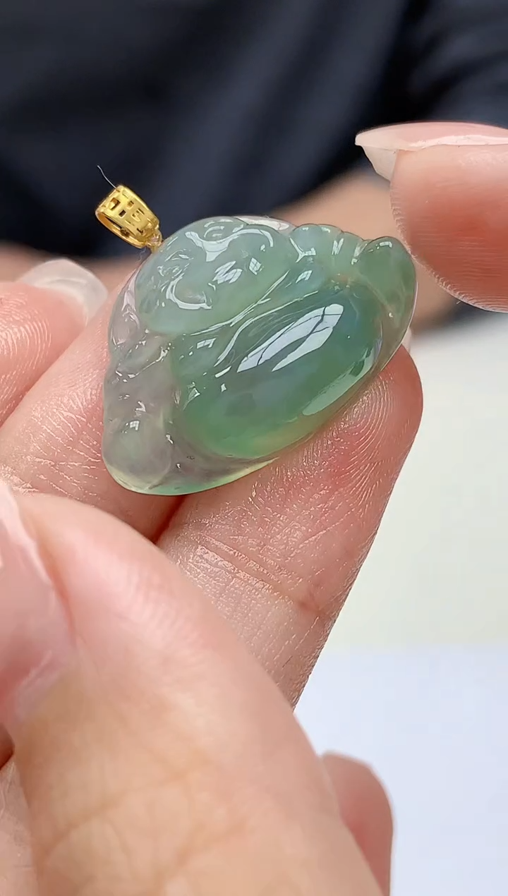 【闪购商品】定制翡翠18K金镶嵌3916kk-毛货挂件25