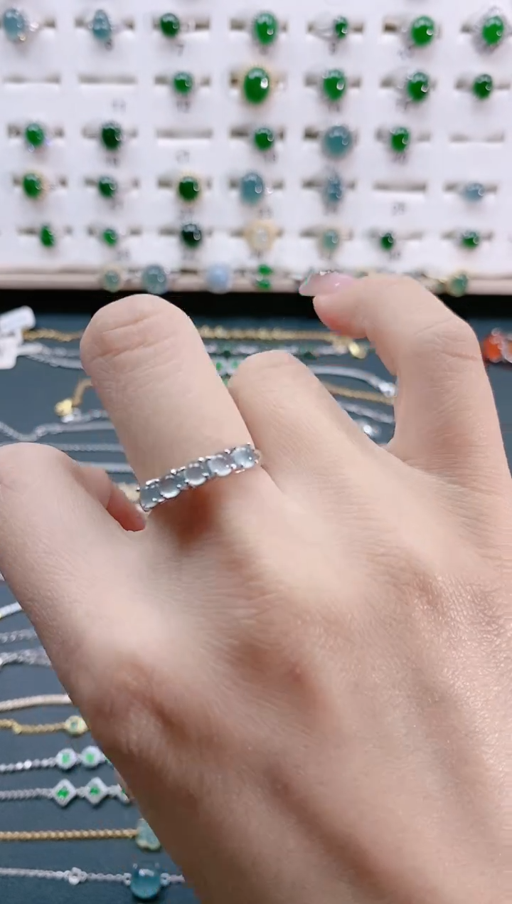 【闪购商品】翡翠戒指银S925镶嵌天然翡翠