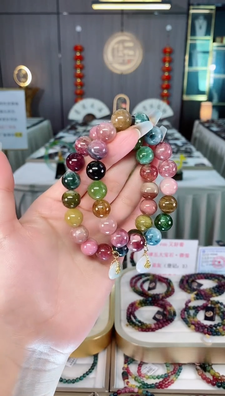 未镶嵌老矿碧玺彩虹单圈手串11mm+碧玺（多样性发一条）mz