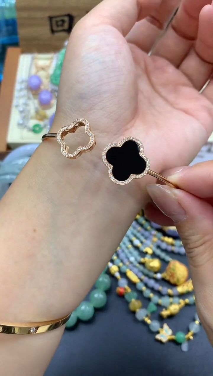 【闪购商品】翡翠手镯18K金镶嵌421-中国好珍宝