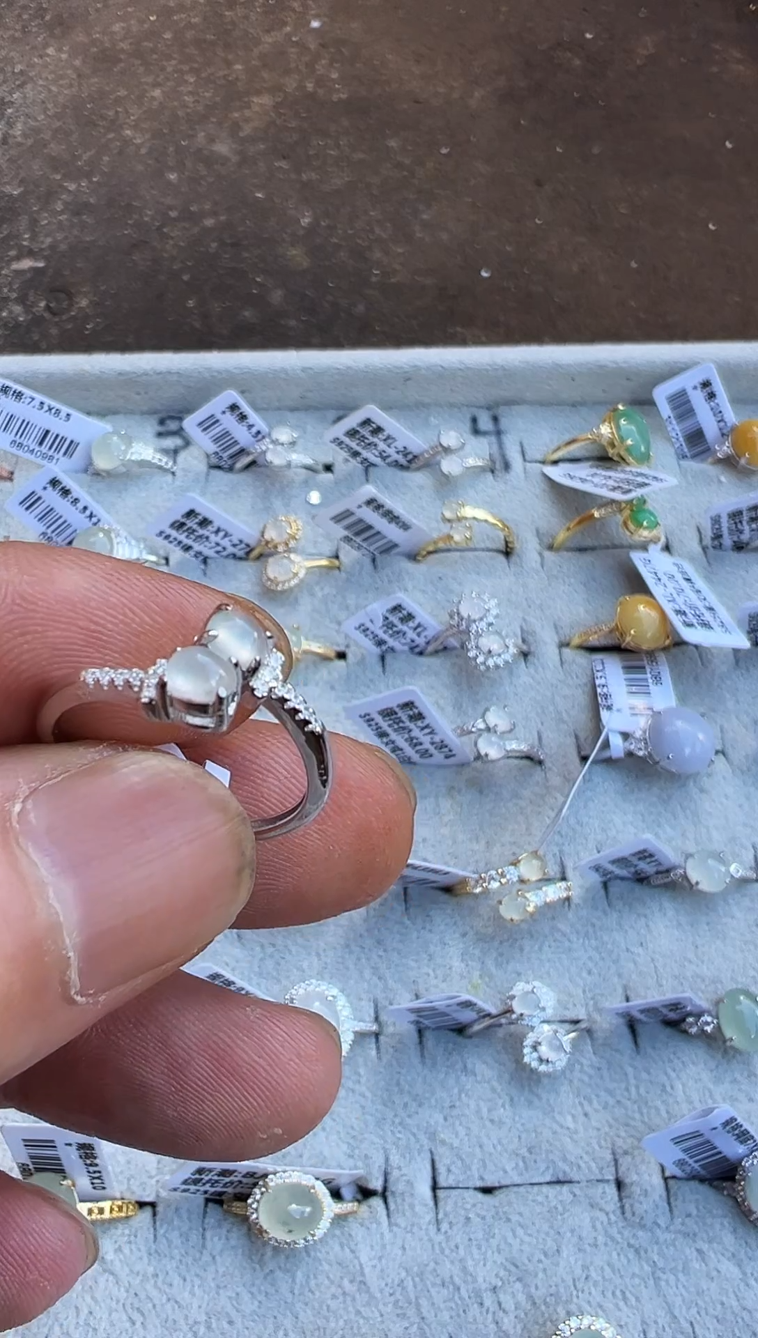 银S925镀金镶嵌戒指翡翠戒指