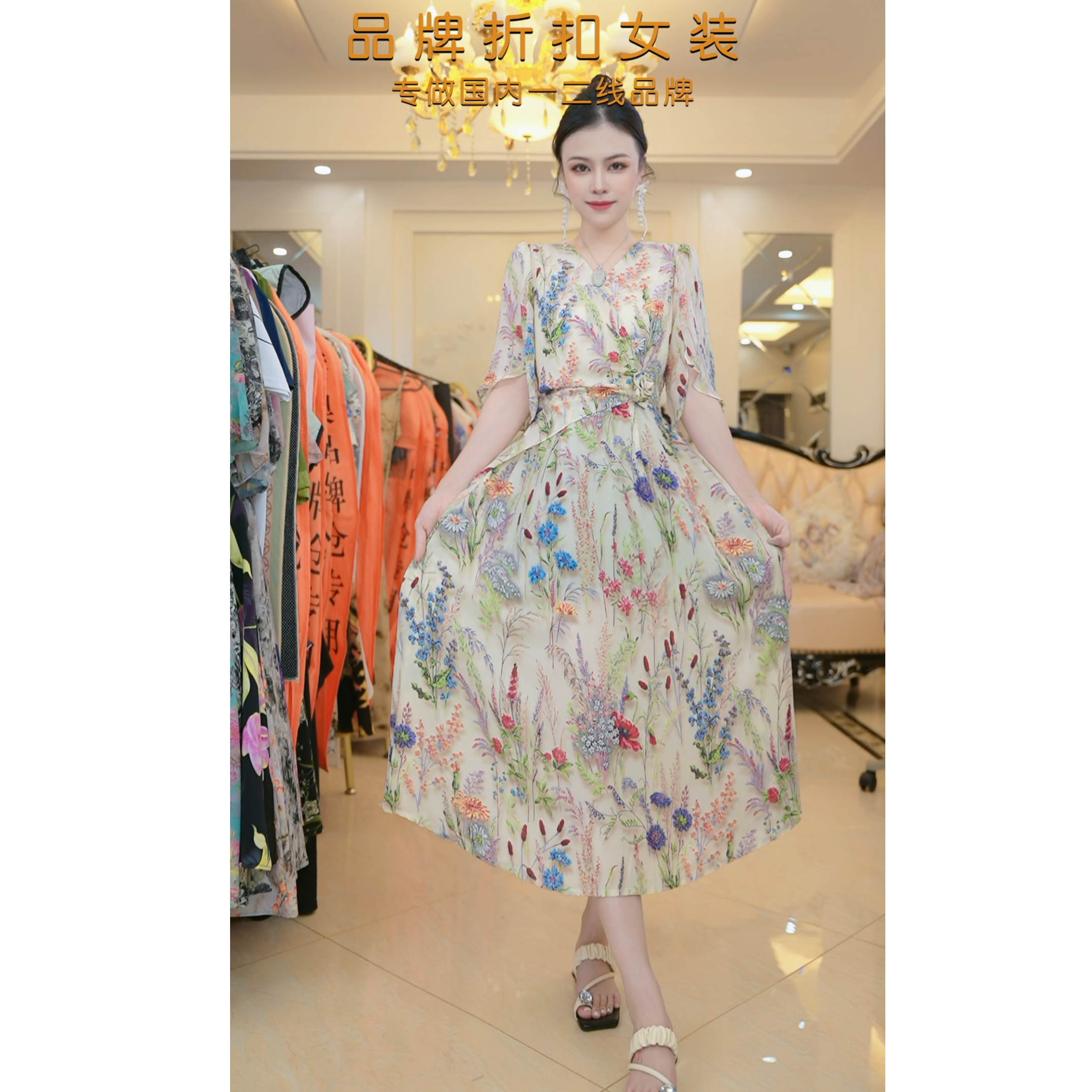 【当天发+运费险】中袖气质名媛高档女时尚收腰显瘦连衣裙MO566