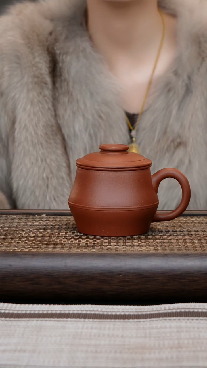 【闪购商品】紫砂茶杯三家套暇红