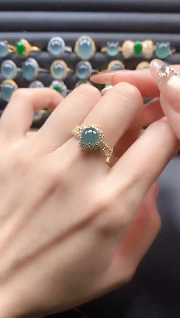 银S925镶嵌戒指翡翠51511