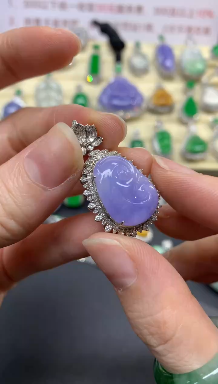 翡翠18K金镶嵌吊坠(不含链)吊坠|11000+1100