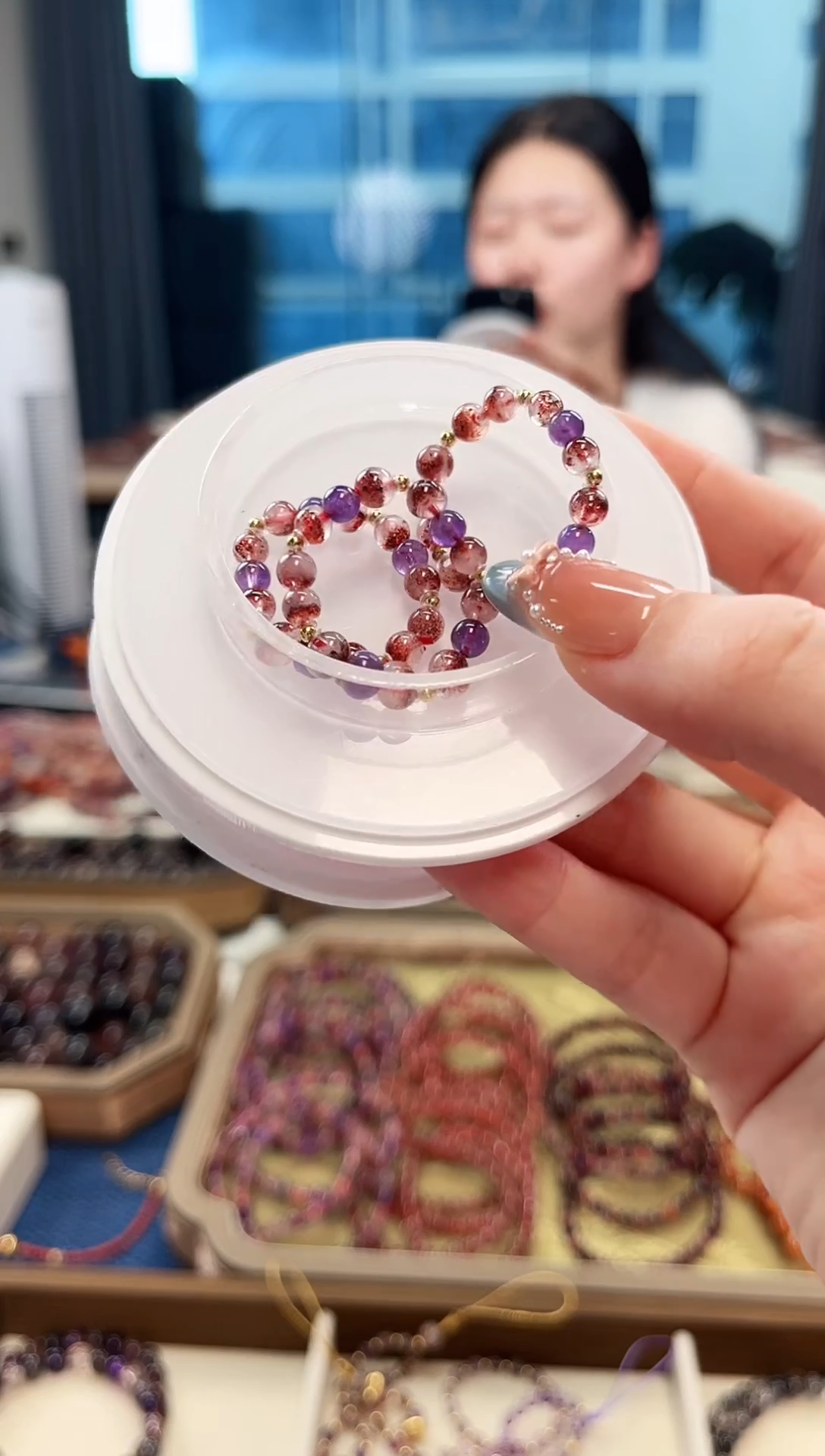 未镶嵌手串水晶金草莓超七戒圈4mm【多样性发一】