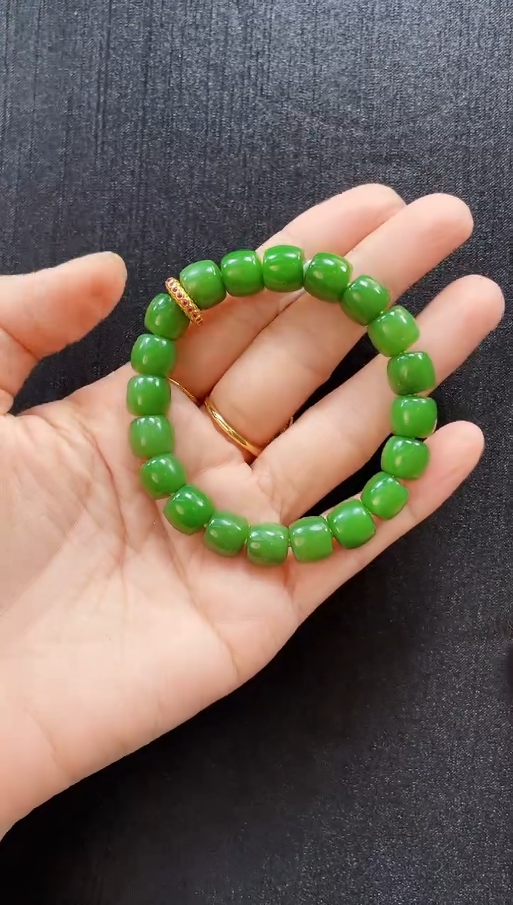 手串18K金镶嵌和田玉多样性发一