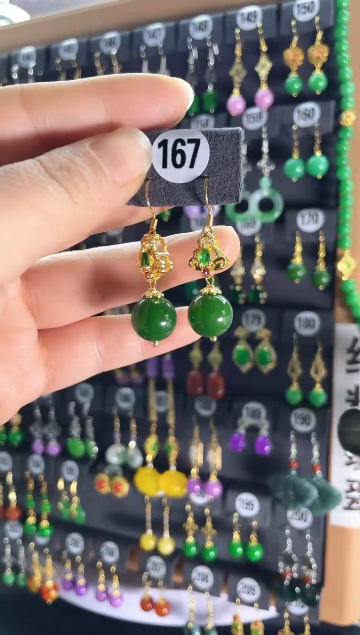 【闪购商品】和田玉耳饰银S925镶嵌167