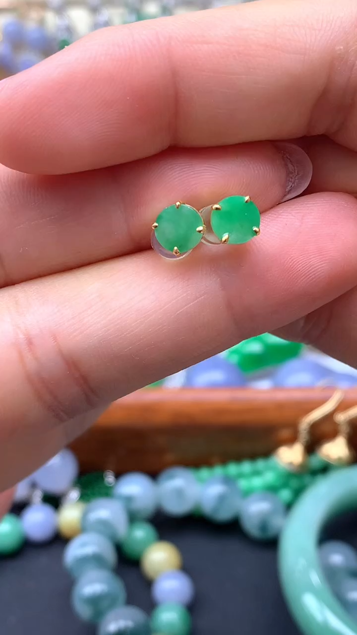 【闪购商品】翡翠耳饰18K金镶嵌232-天然翡翠