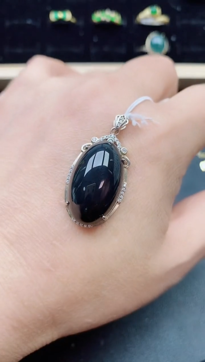 【闪购商品】翡翠银S925镶嵌吊坠(赠链)21321