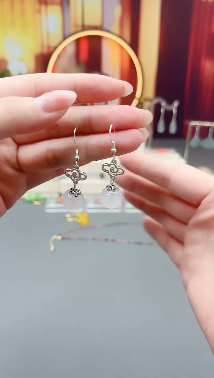 银S925镶嵌耳饰玛瑙/玉髓101