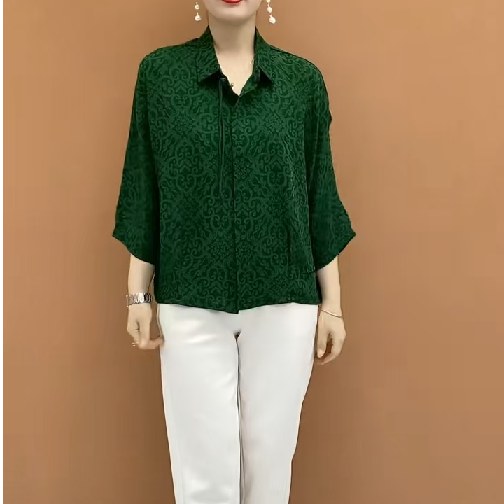 POLO衫高档显瘦洋气百搭2025夏季时尚新款韩版遮肚子妈妈纯色衬衫