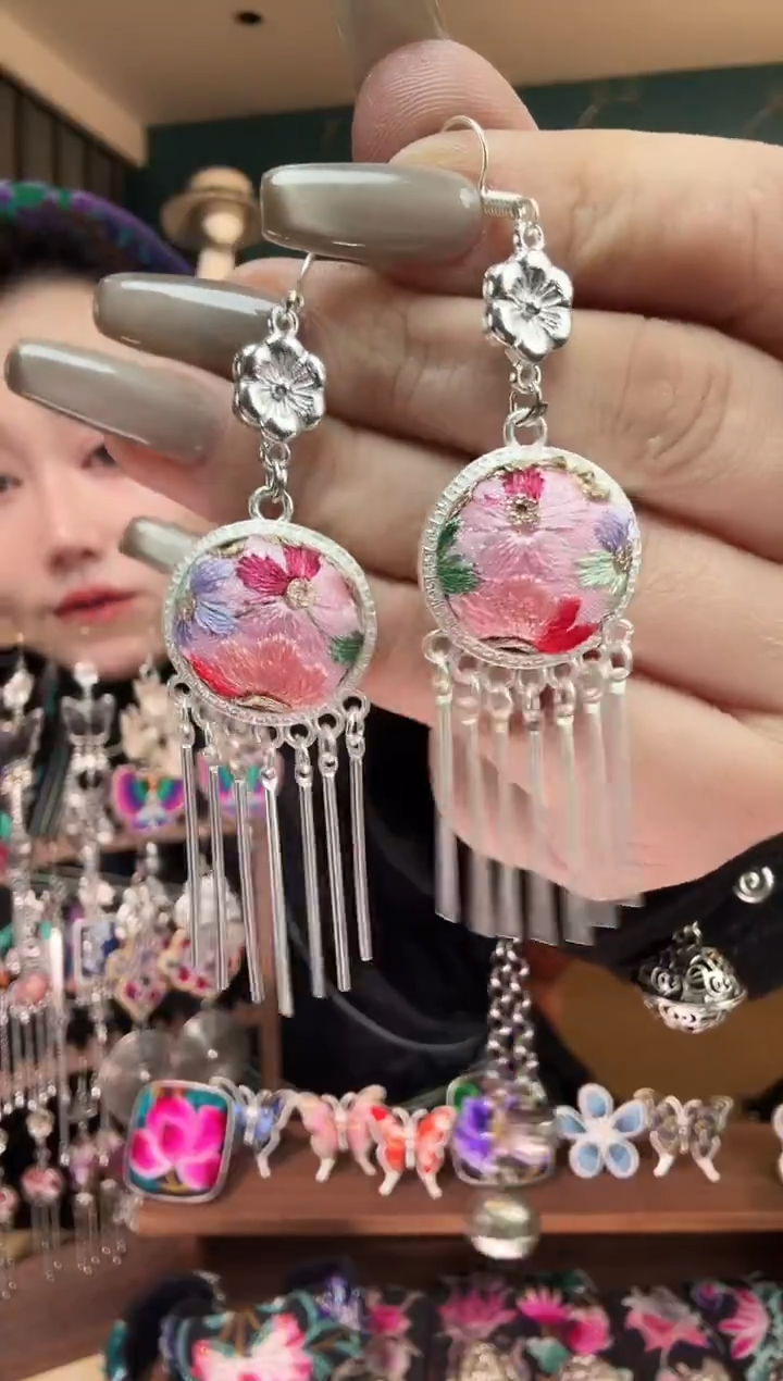 刺绣纯手工民族风刺绣耳环