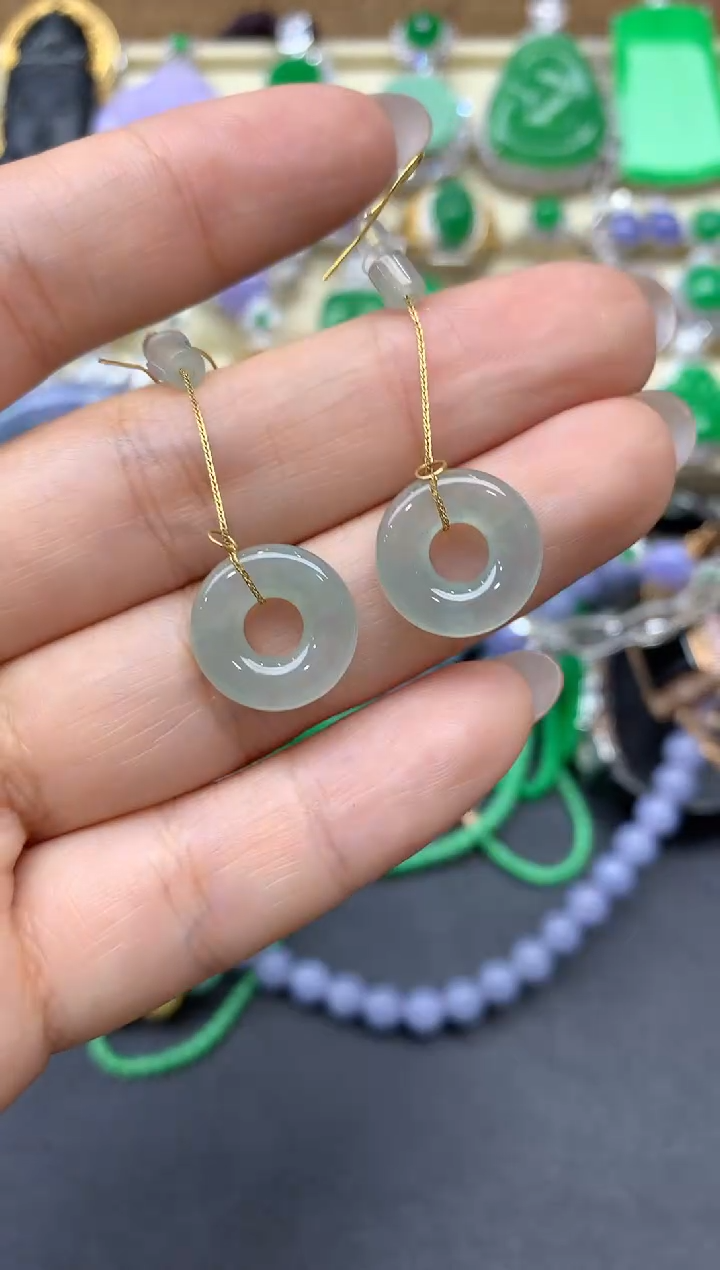 【闪购商品】翡翠耳饰18K金镶嵌38-中国好珍宝