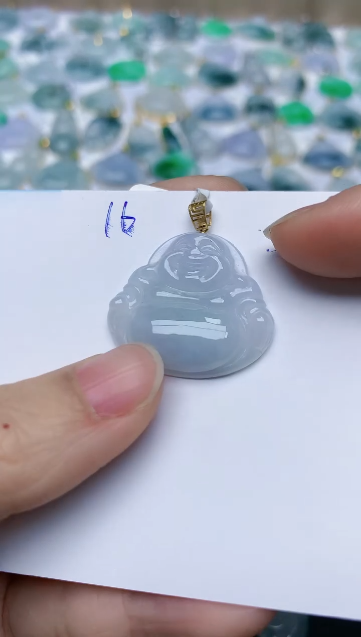 【闪购商品】翡翠颈饰18K金镶嵌天然翡翠A货    16