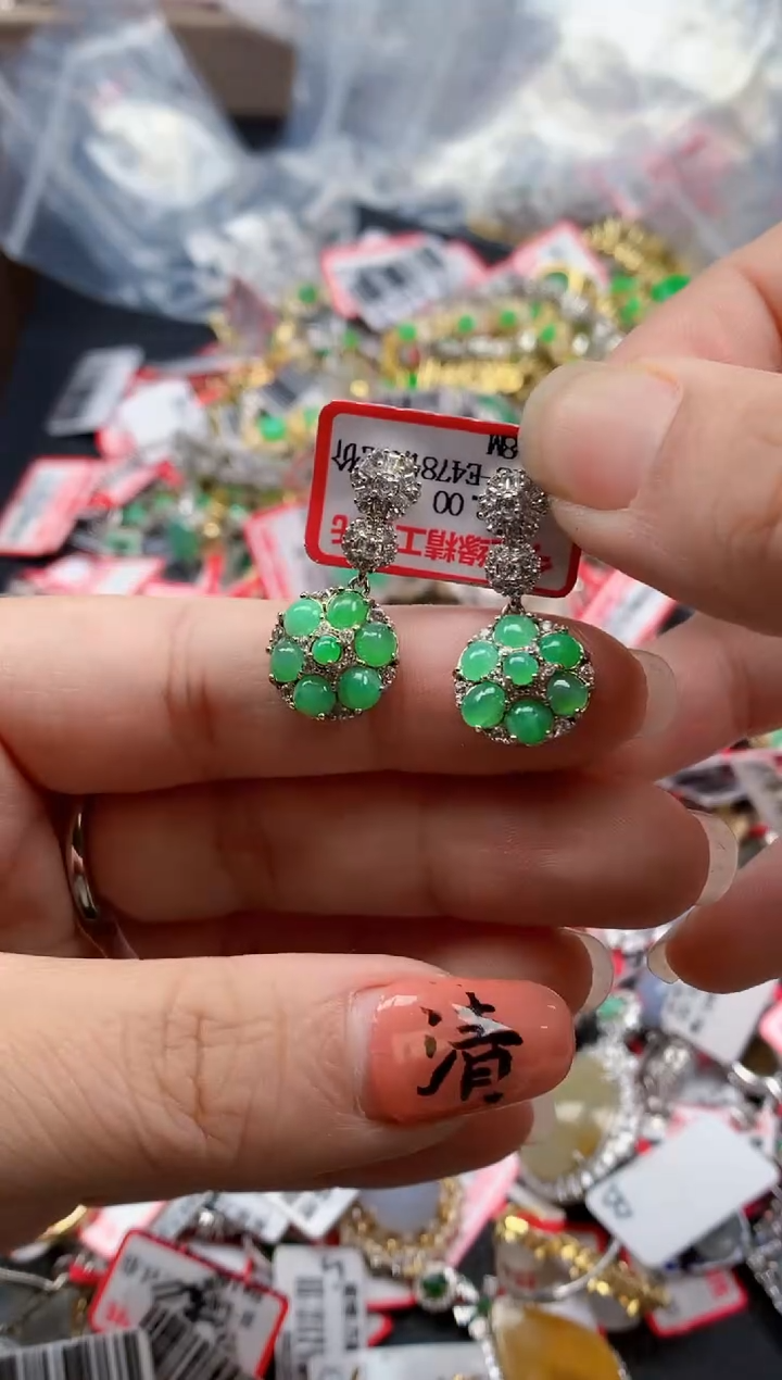银S925镶嵌戒指翡翠天然A货缅甸翡翠