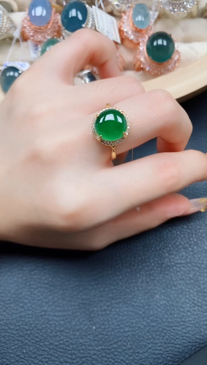 【闪购商品】翡翠戒指银S925镶嵌翡翠