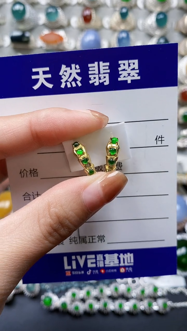 【闪购商品】翡翠耳饰银S925镶嵌0159