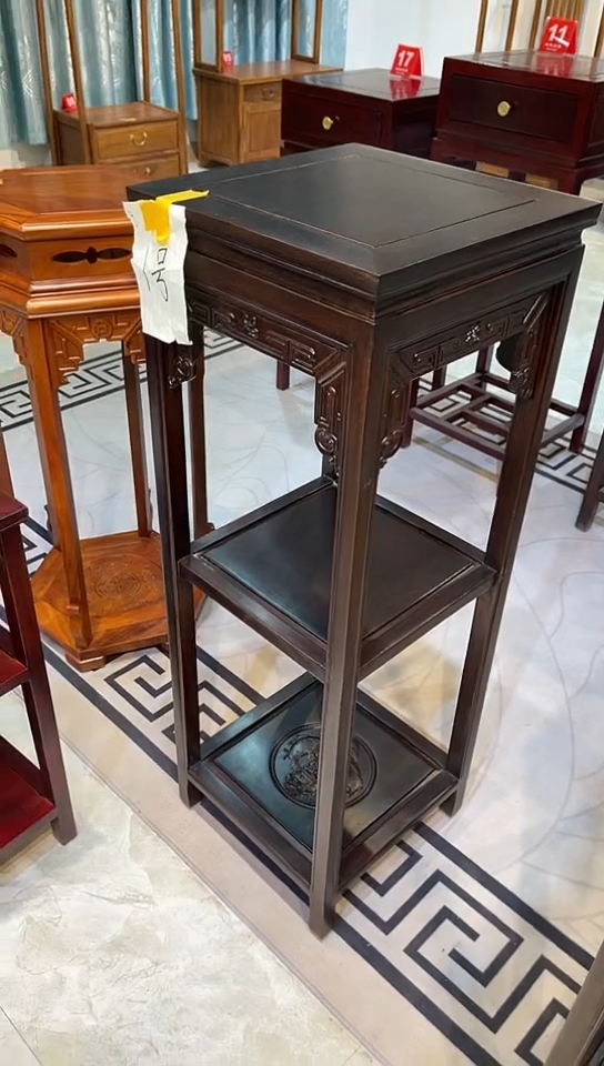 【闪购商品】花梨木类成套家具黑檀色福字花架35*35*100