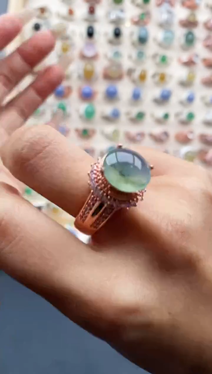 【闪购商品】翡翠戒指未镶嵌缅甸天然A货翡翠444  8+4