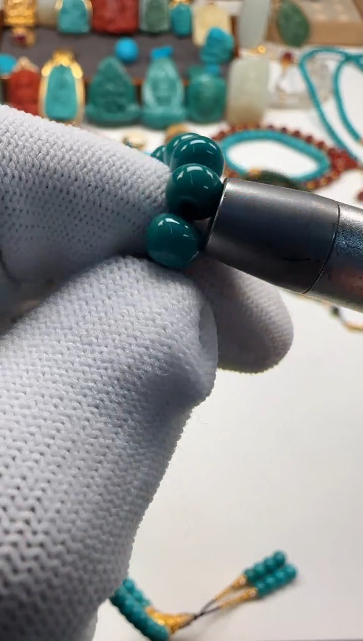 18K金镶嵌绿松石手串手串青**～手串手串