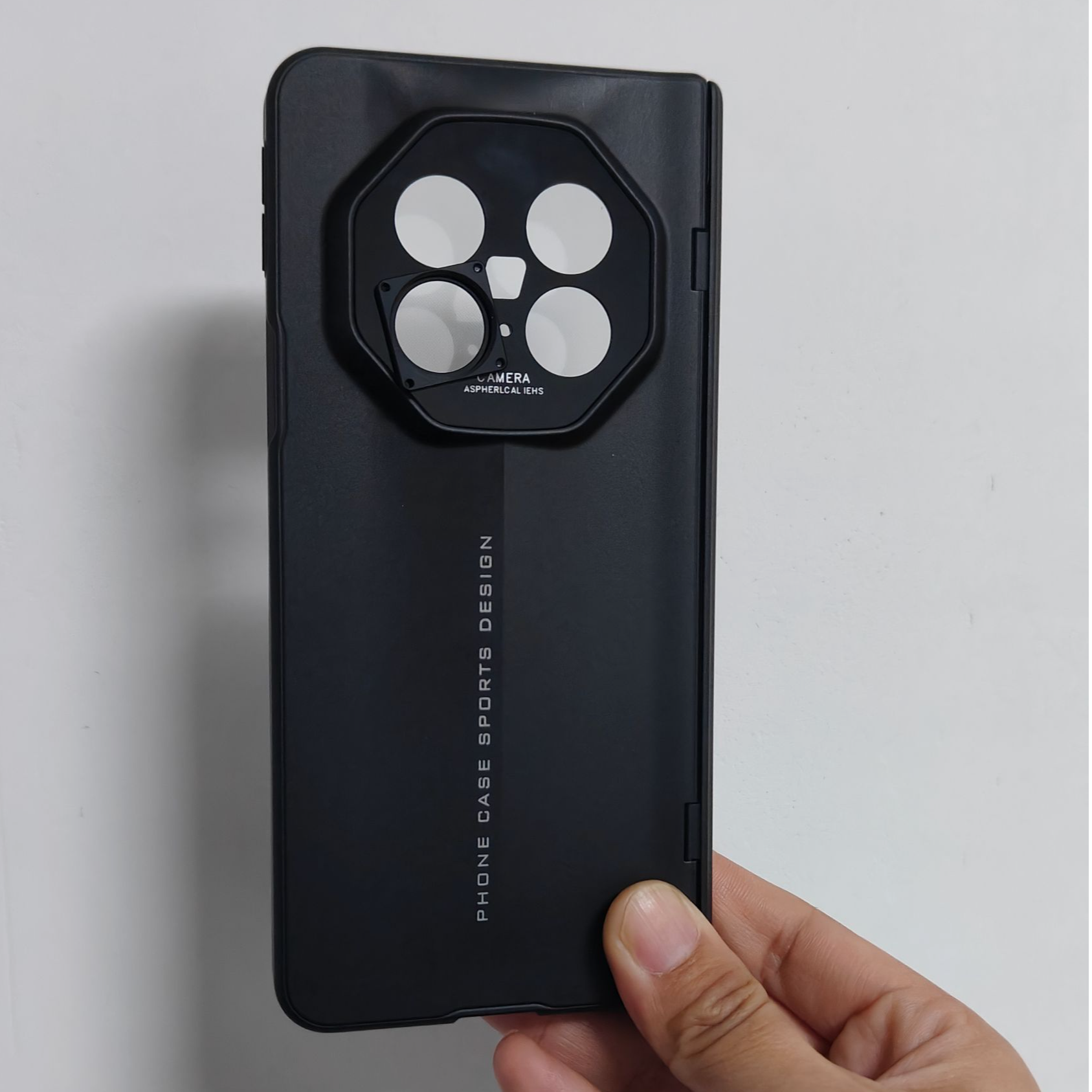 （折叠手机壳）黑色螺纹接口定制高档手机壳摄影外置镜头专用简约