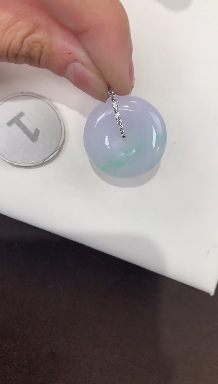 颈饰18K金镶嵌翡翠天然缅甸A货翡翠