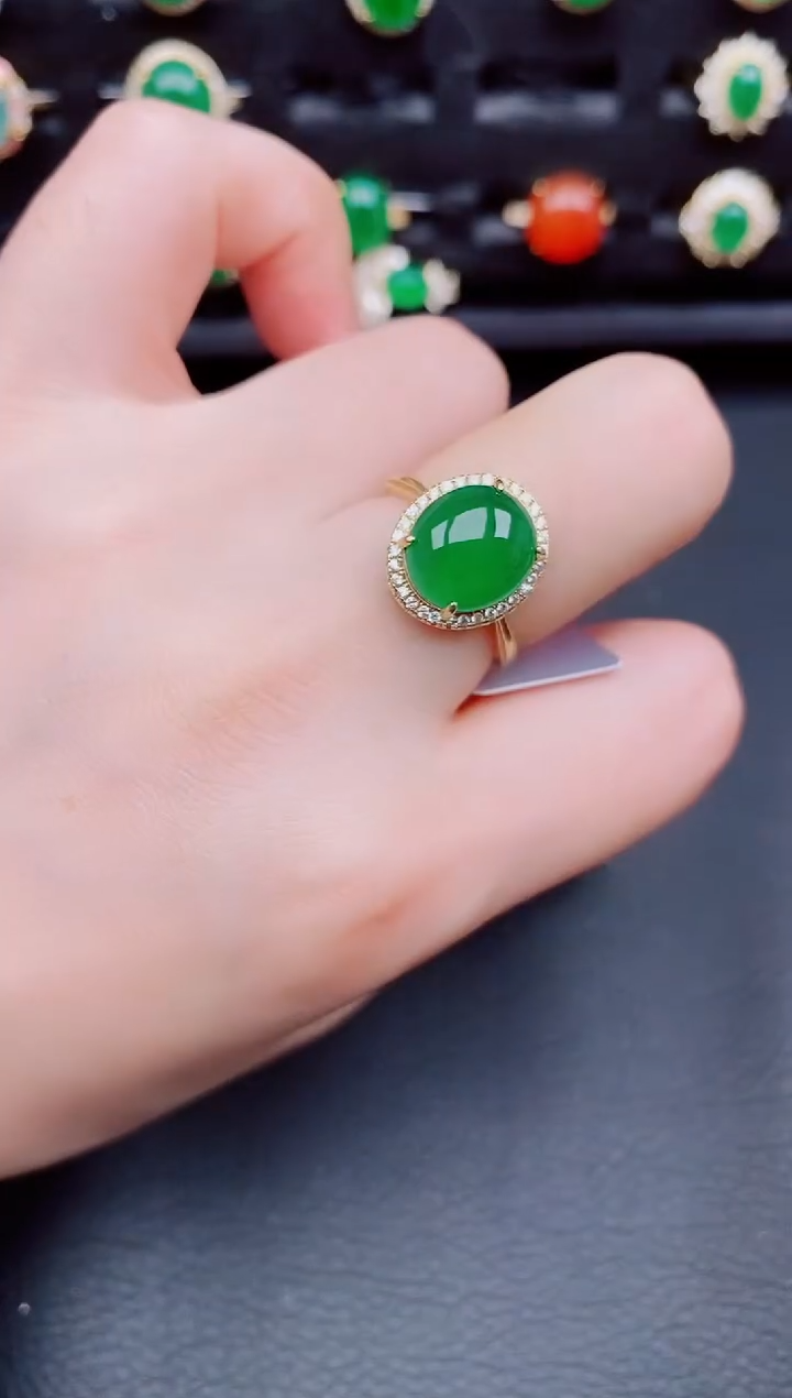 【闪购商品】翡翠戒指银S925镶嵌天然a货翡翠101