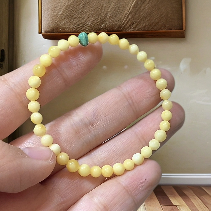 天然琥珀蜜蜡小米单圈手链4.7mm
