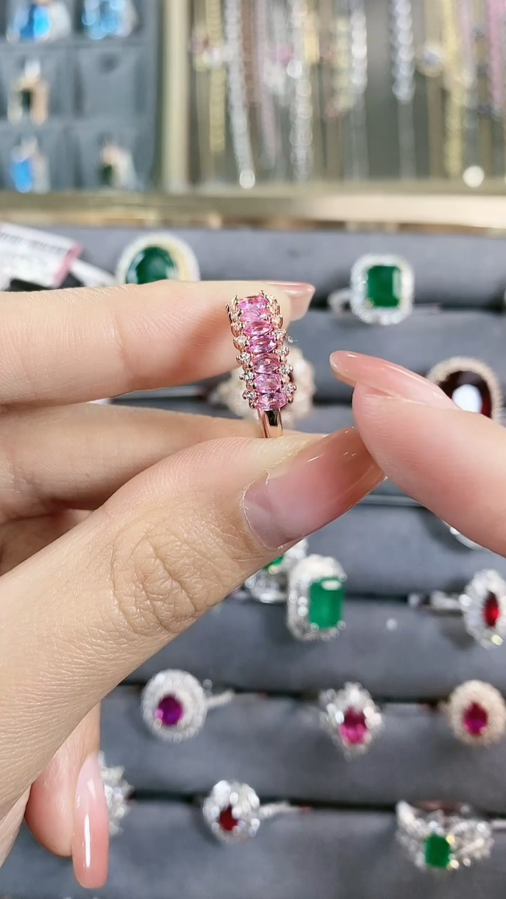 【闪购商品】彩色蓝宝石戒指银S925镶嵌S925银镶彩蓝宝石戒指