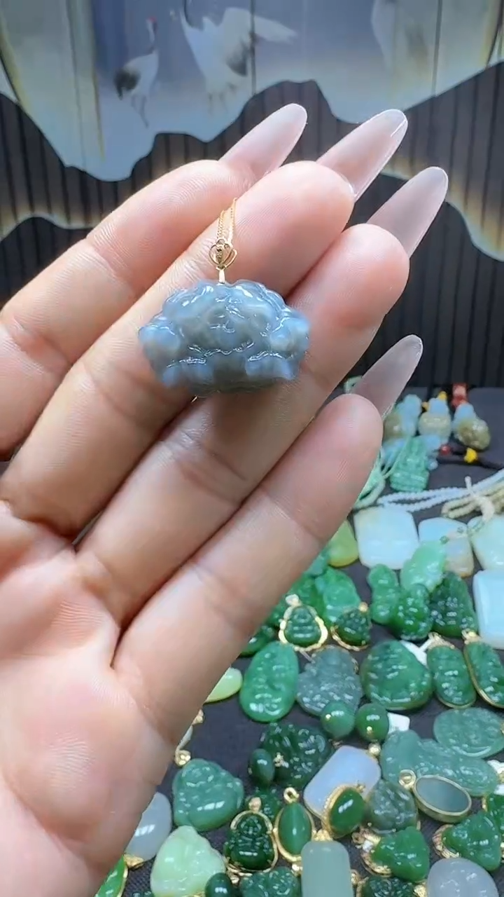 【闪购商品】和田玉吊坠(不含链)18K金镶嵌1