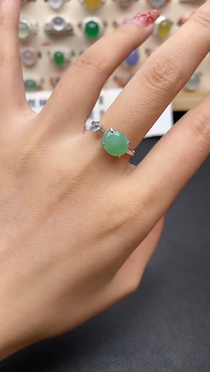 【闪购商品】翡翠戒指银S925镶嵌1一物一证一礼盒