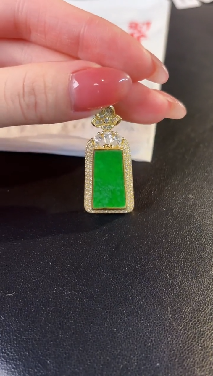 【闪购商品】翡翠颈饰银S925镶嵌缅料A货/支持复检/一件