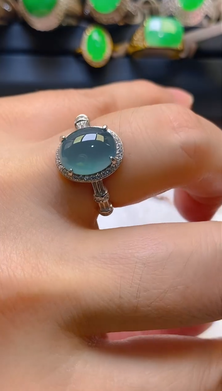 【闪购商品】翡翠耳饰银S925镶嵌天然A货翡翠1