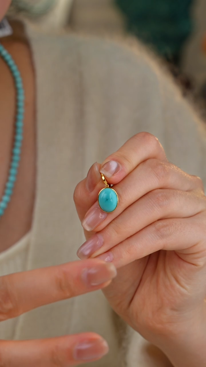 【闪购商品】绿松石吊坠(不含链)18K金镶嵌1