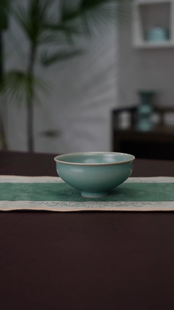 天青釉束口盏  精品    平