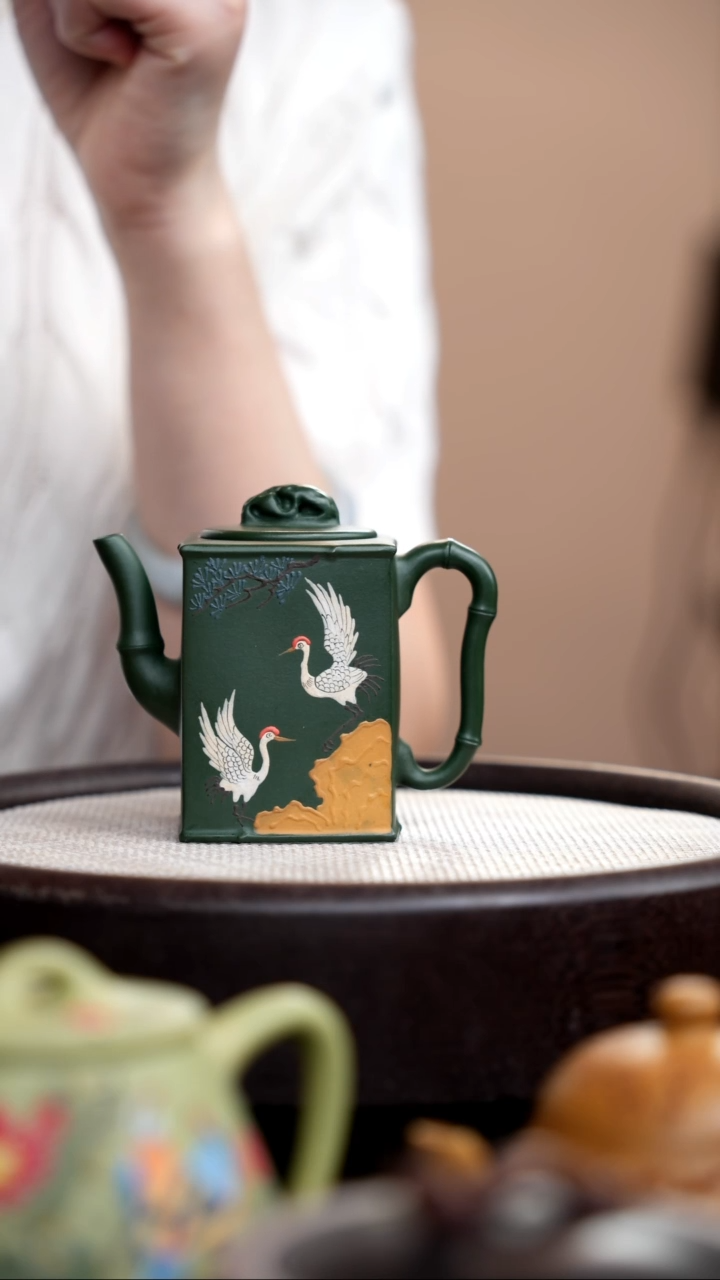 茶壶紫砂民国绿小四方太湖石