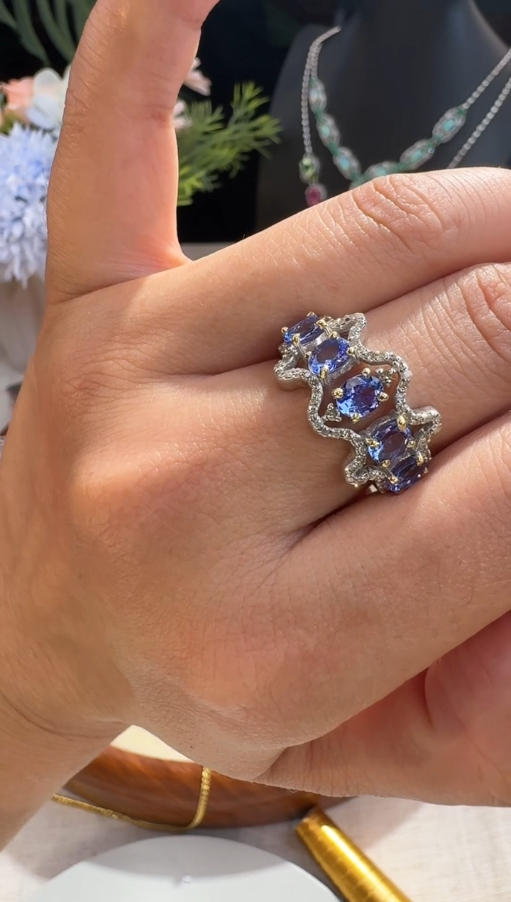 【闪购商品】坦桑石戒指银S925镶嵌戒指