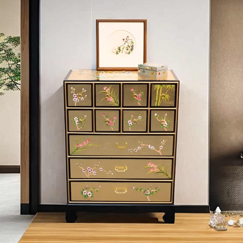 金煌轩82*40*110十一斗柜复古新中式简约客厅复古风柜子多功能