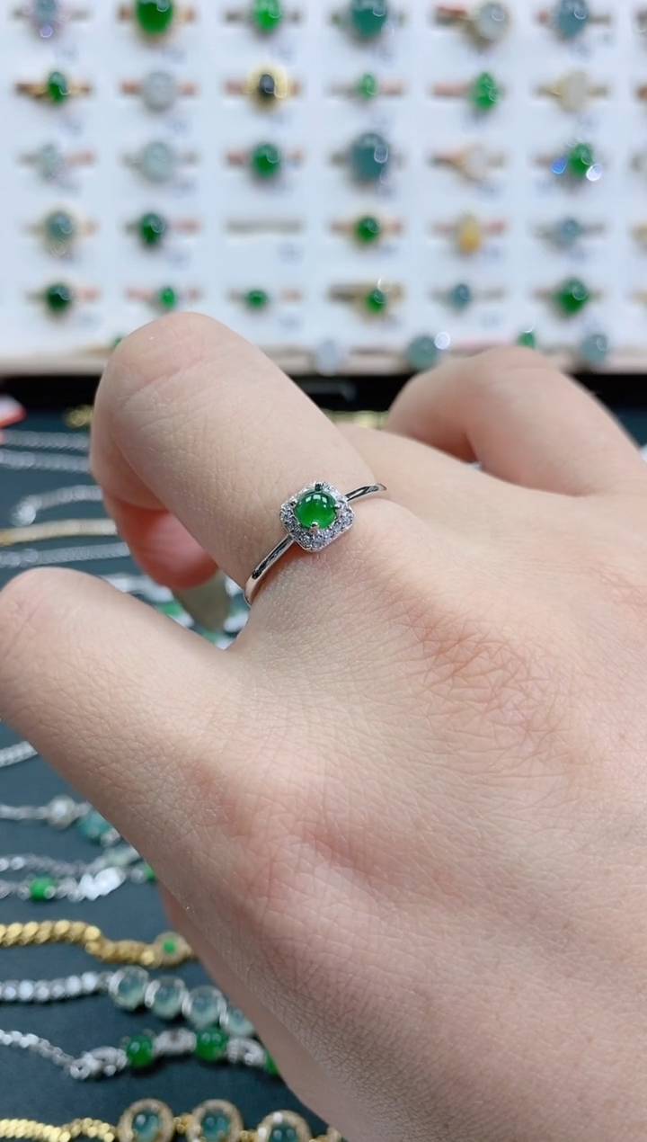 银S925镶嵌戒指翡翠天然翡翠