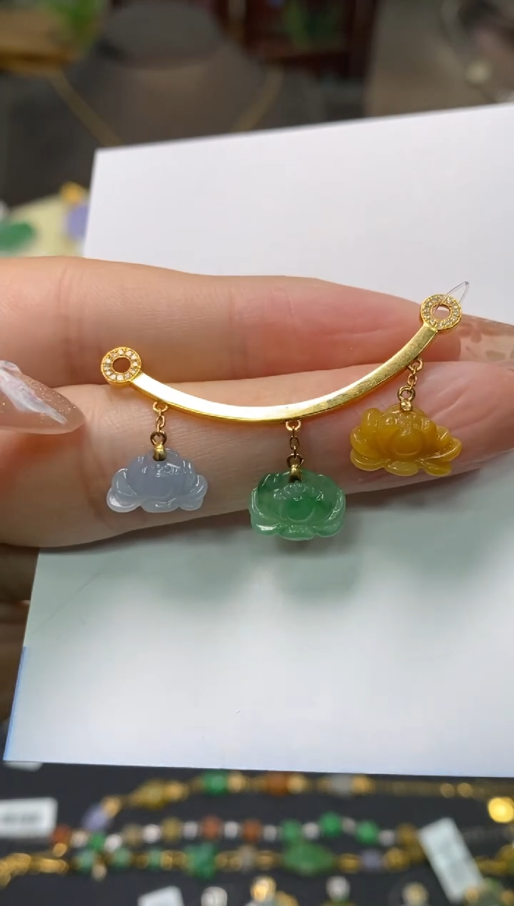 【闪购商品】翡翠颈饰18K金镶嵌净货11030