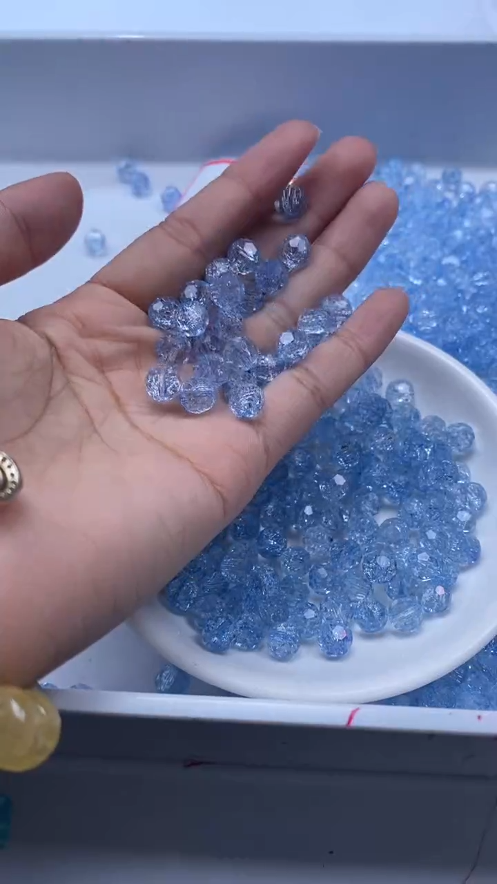 颈饰未镶嵌水晶W3301-蓝色碧玺切面8mm*15颗