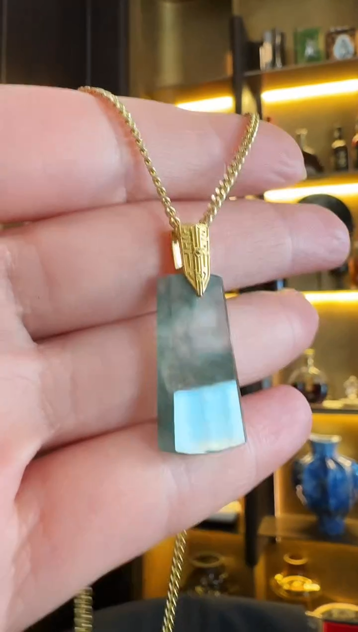 吊坠(不含链)18K金镶嵌翡翠吊坠